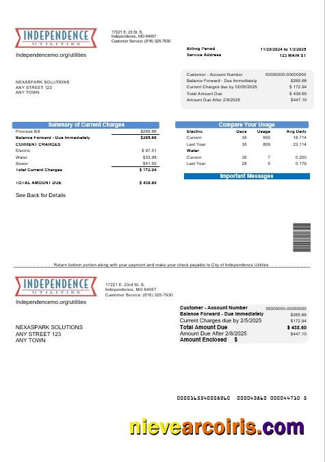 USA Missouri Independence Utilities business utility bill
